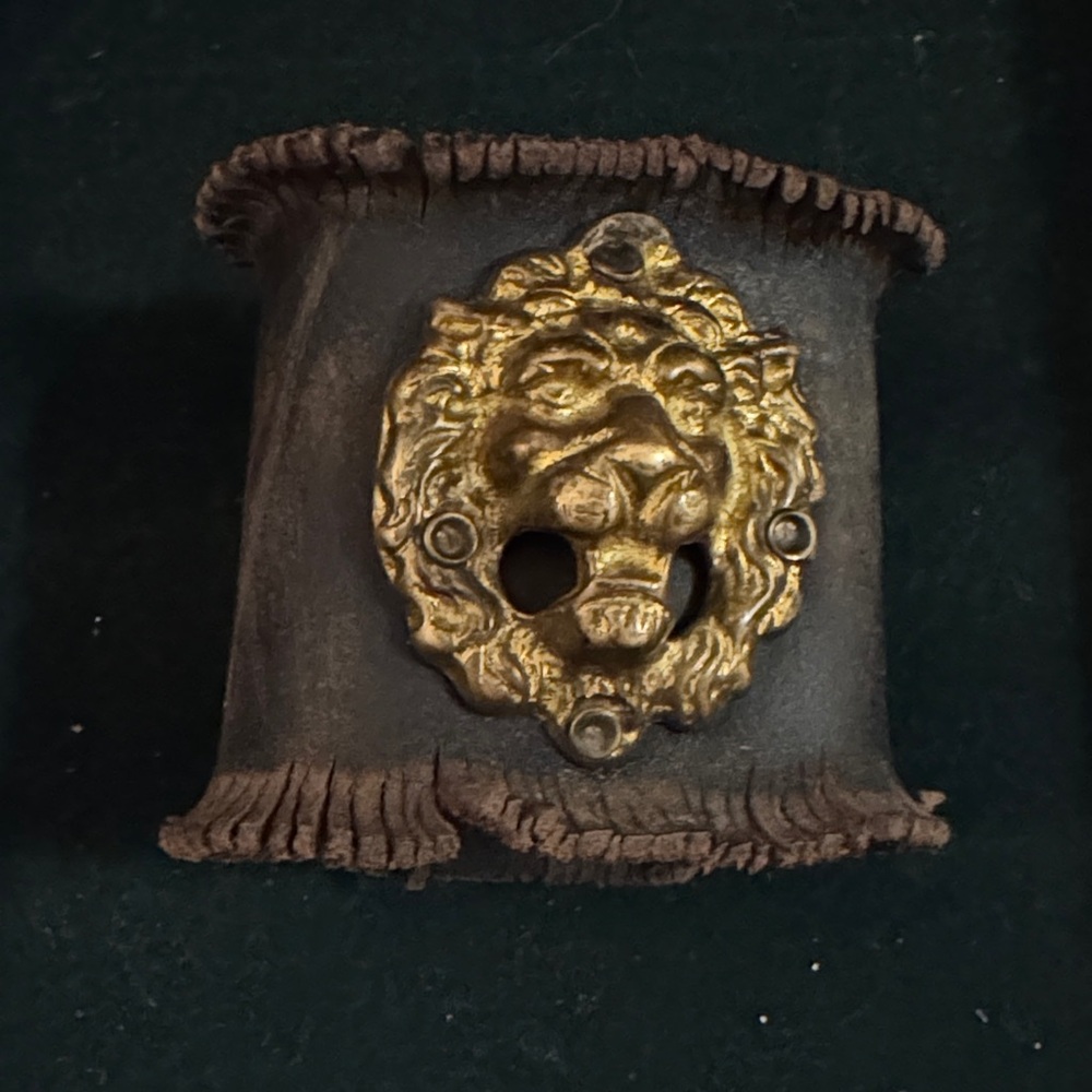 Vintage Lion Head Leather Cuff Bracelet